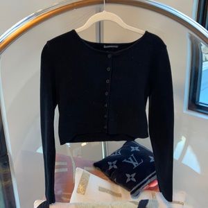 Brandt Melville black crop button up